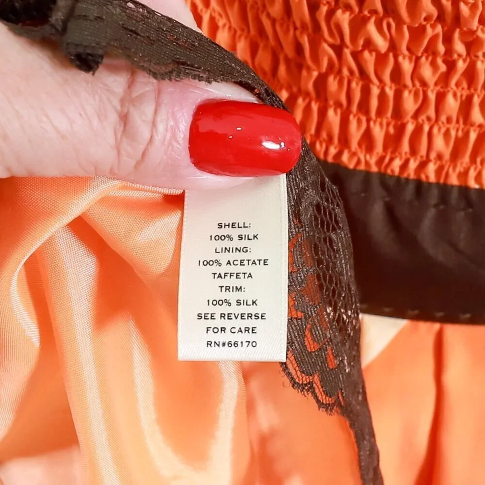 Moulinette Soeurs Orange Halter Dress with Brown Accents - Picture 9 of 11